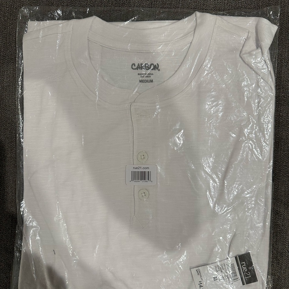 Carbon Men's Long Sleeve White Henley